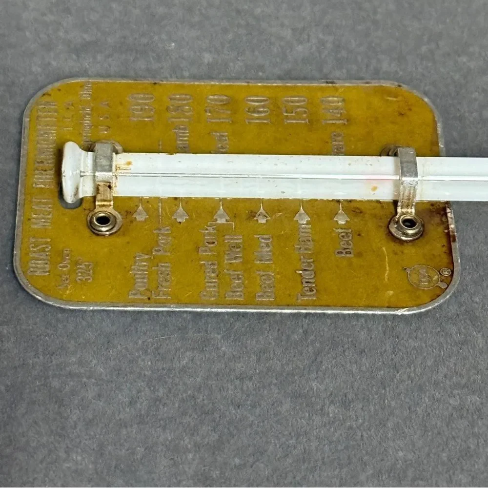 Vintage TCA Roast Meat Thermometer Springfield Ohio USA Yellow Aluminum & Glass